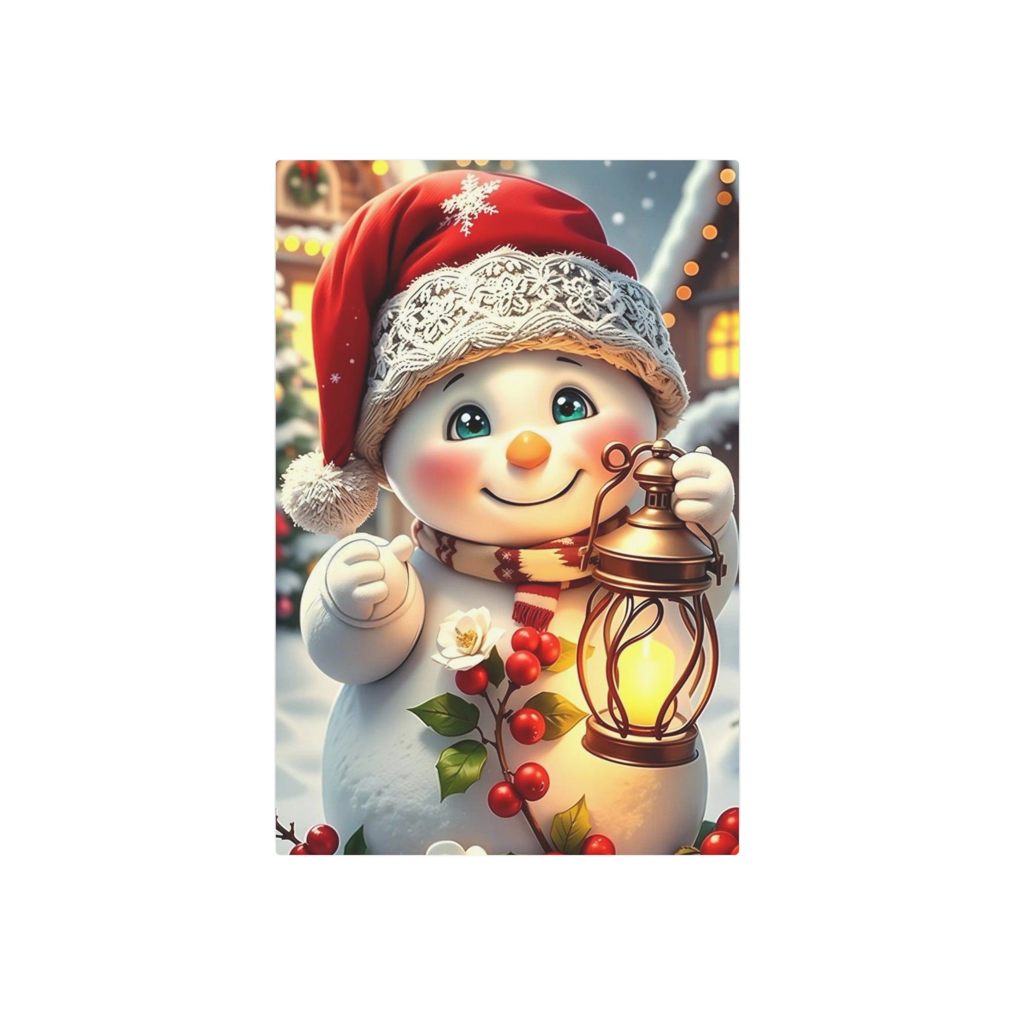 Snowman with Lantern Metal Wall Art – Christmas Decoration