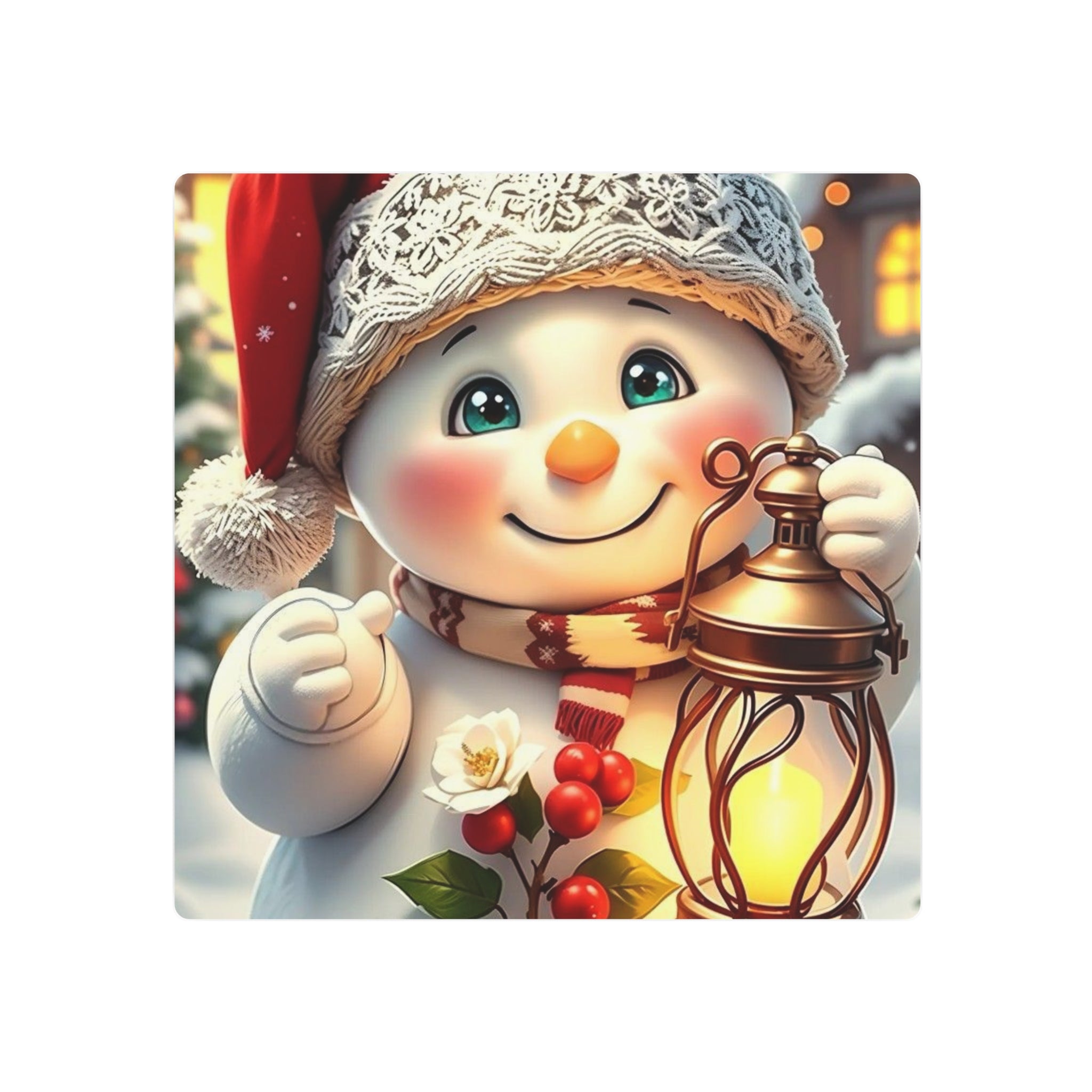 Snowman with Lantern Metal Wall Art – Christmas Decoration