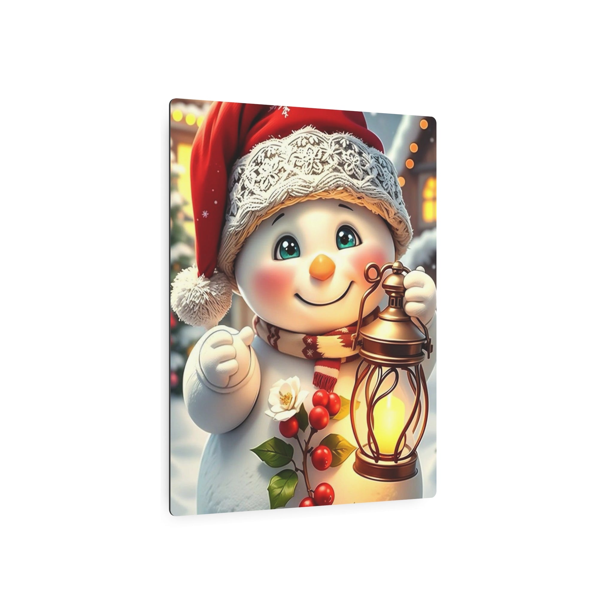 Snowman with Lantern Metal Wall Art – Christmas Decoration