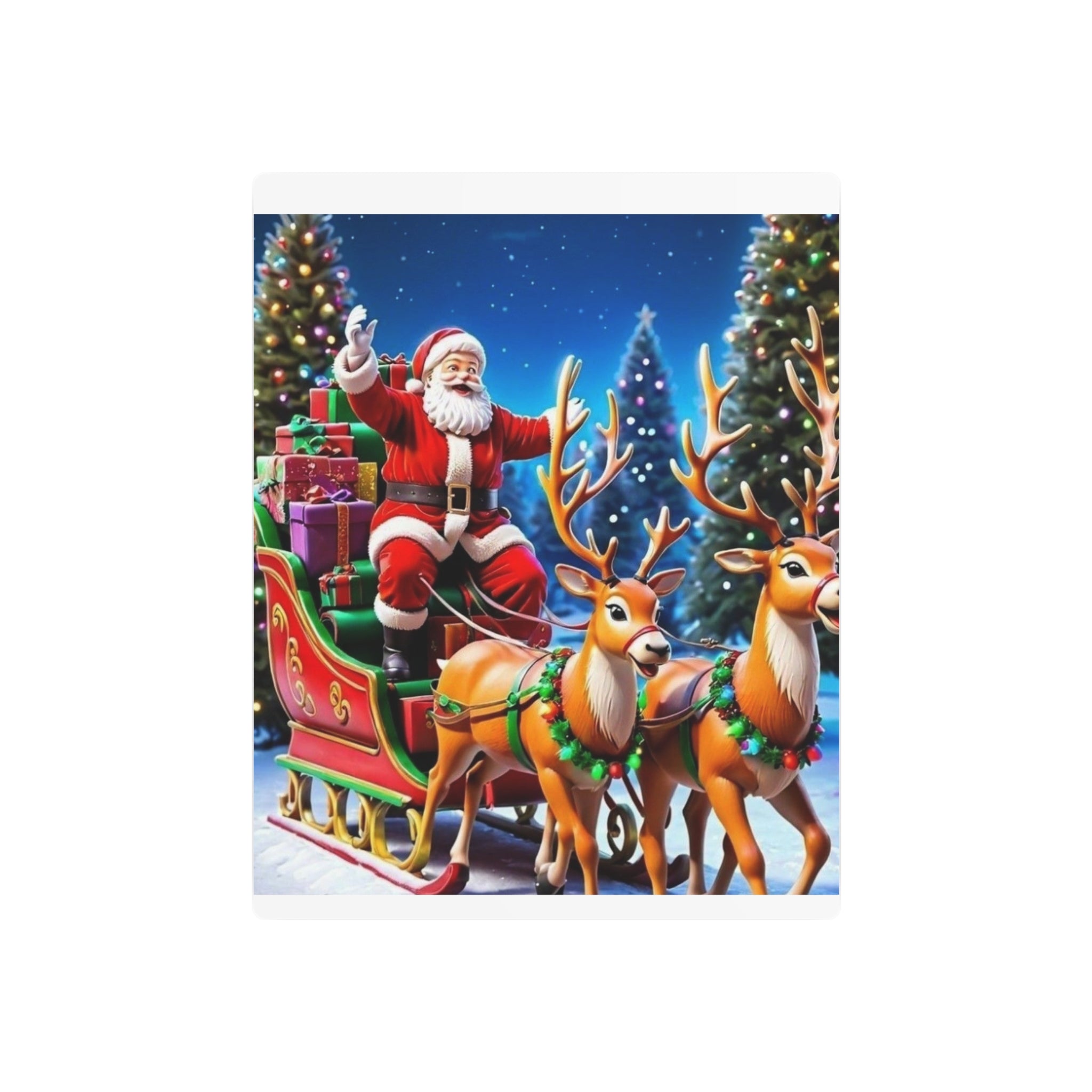 Santa Sleigh Ride Christmas Metal Wall Art