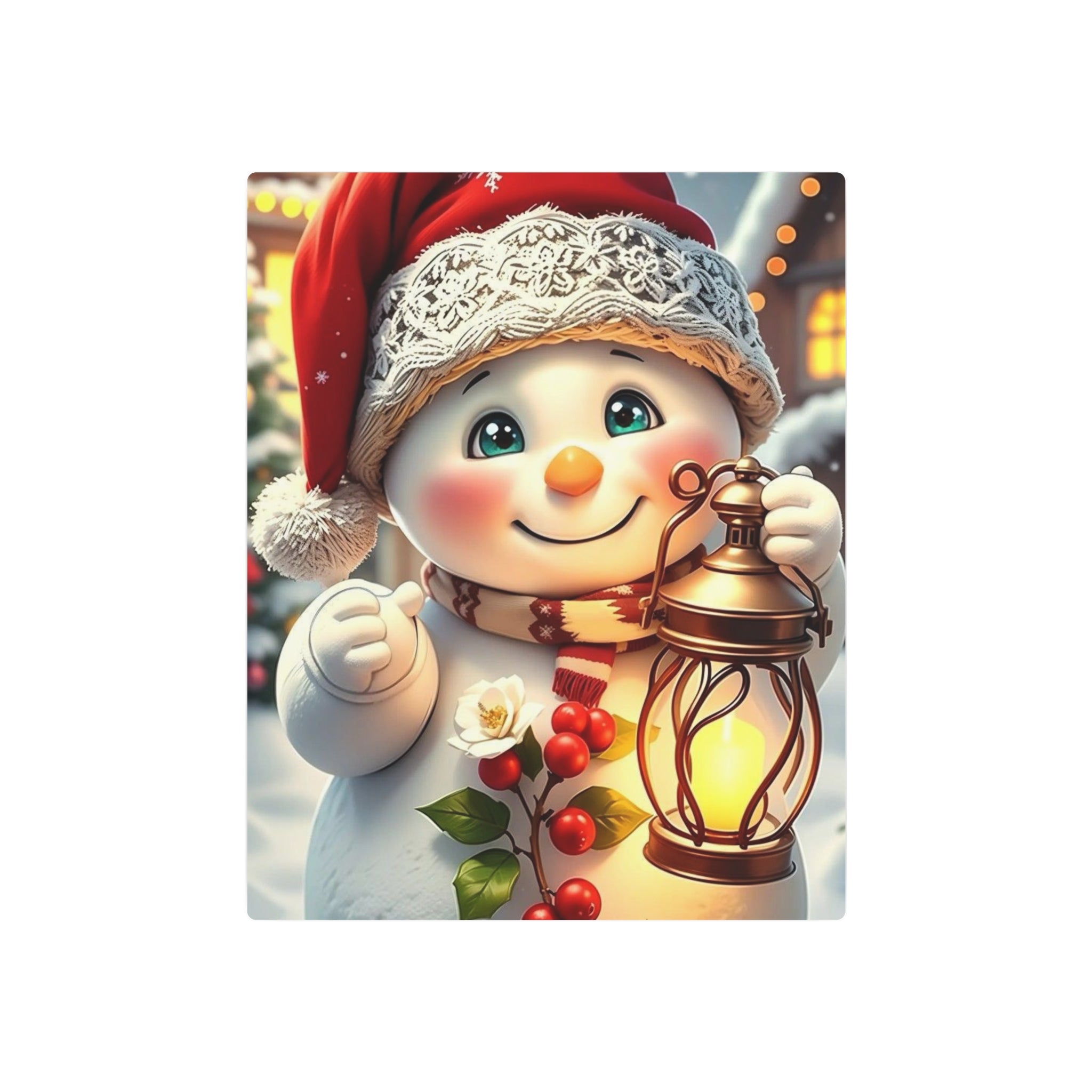 Snowman with Lantern Metal Wall Art – Christmas Decoration