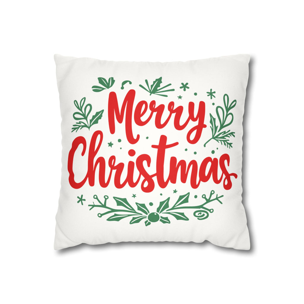 Merry Christmas Pillow Cover – White and Red Festive Cushion for Holiday Home Décor