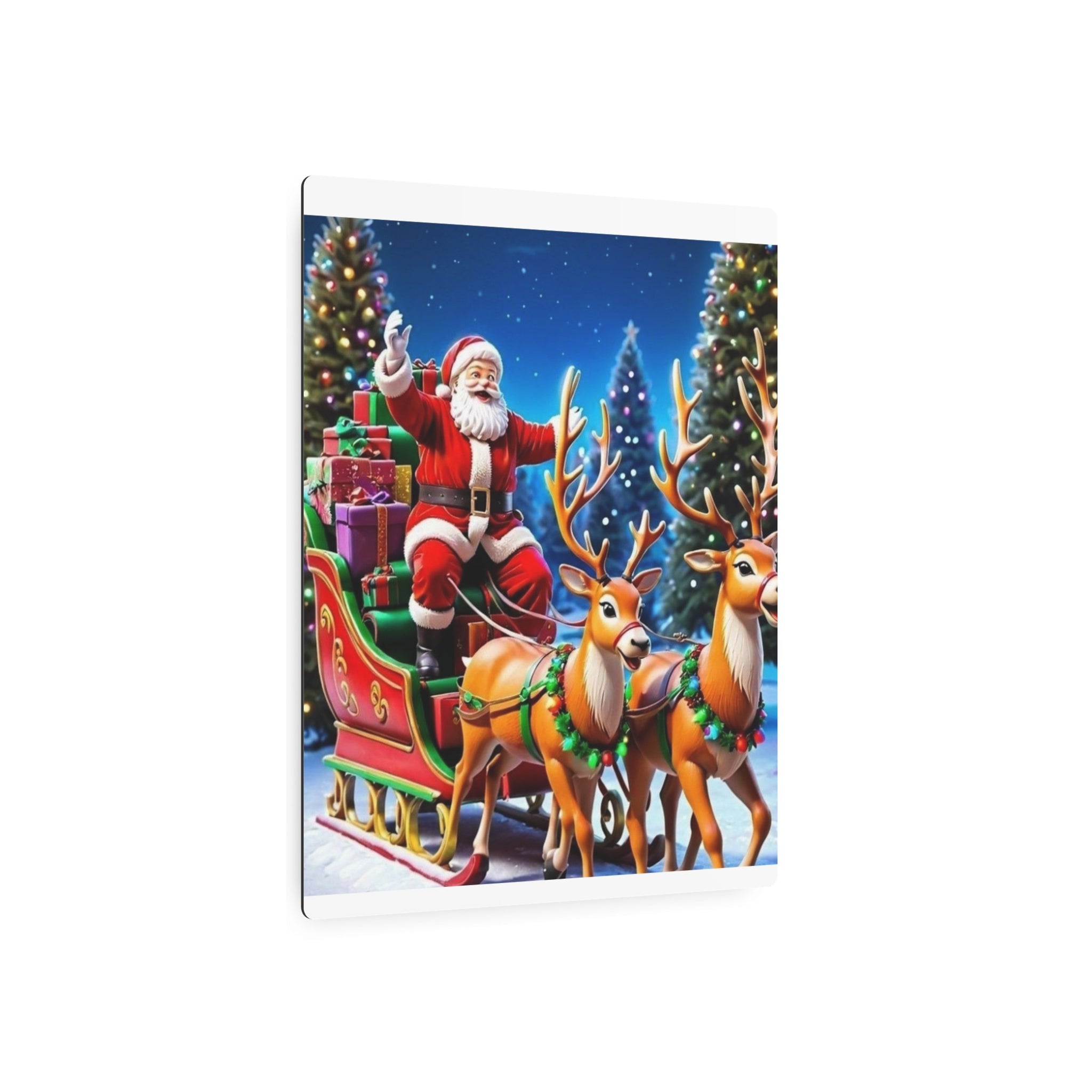 Santa Sleigh Ride Christmas Metal Wall Art