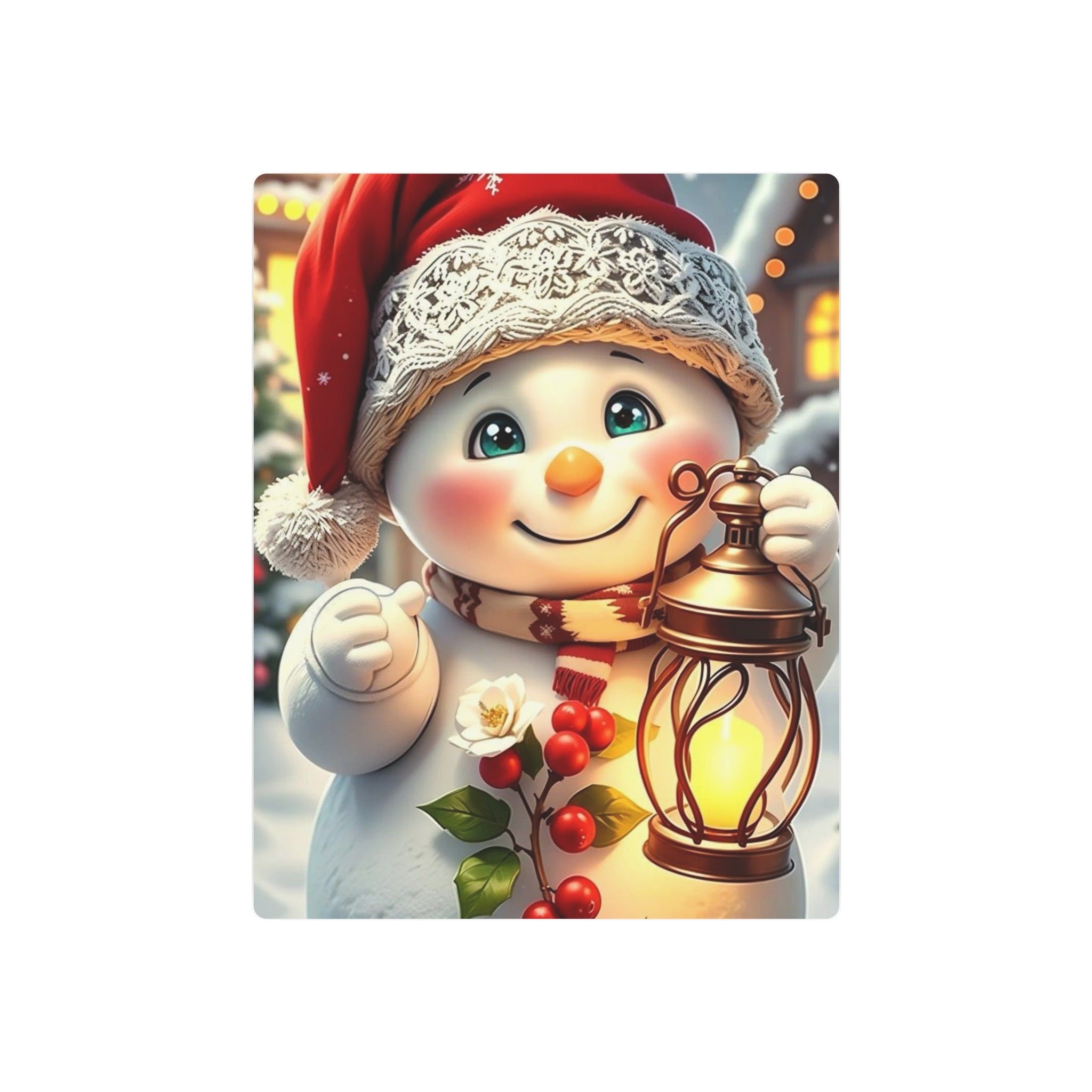 Snowman with Lantern Metal Wall Art – Christmas Decoration
