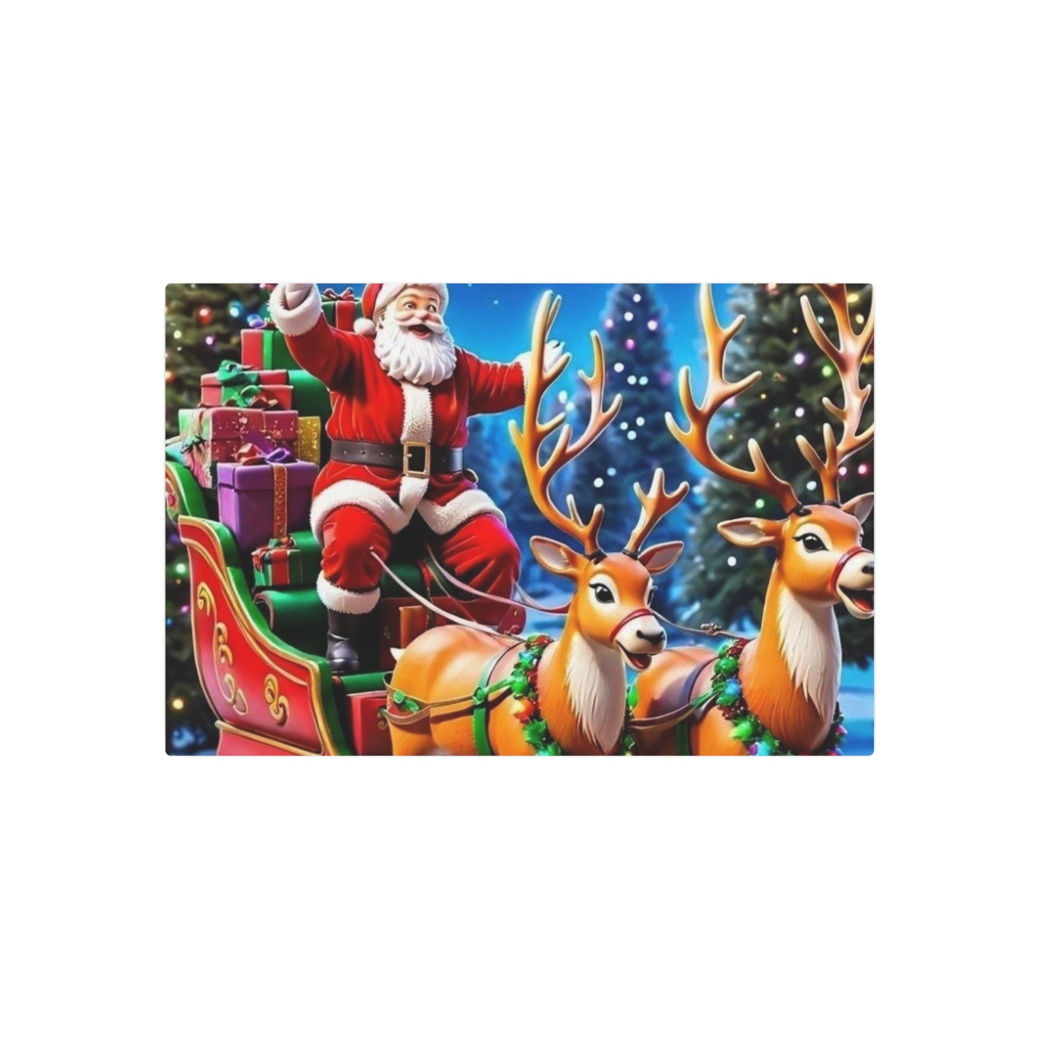 Santa Sleigh Ride Christmas Metal Wall Art