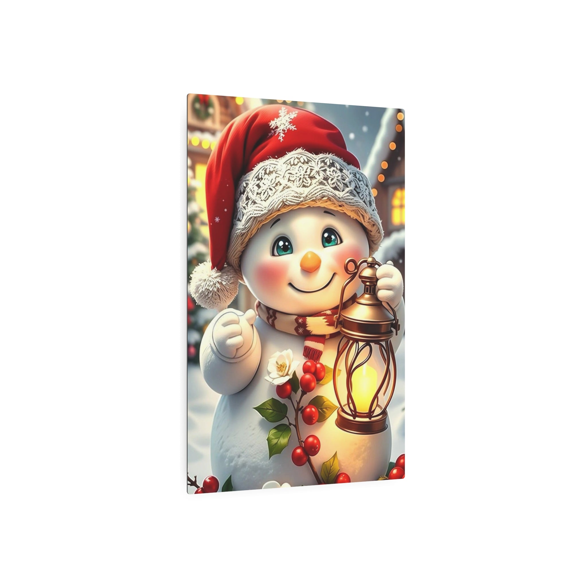 Snowman with Lantern Metal Wall Art – Christmas Decoration