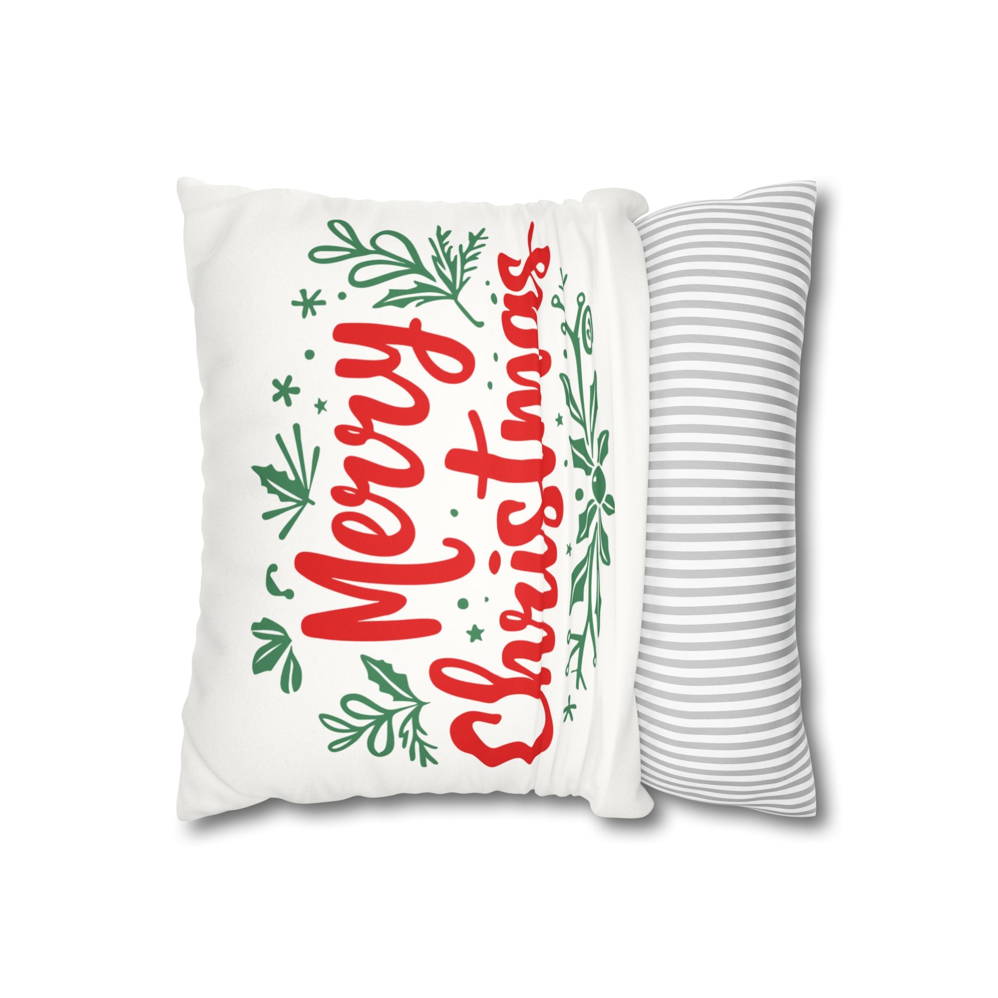 Merry Christmas Pillow Cover – White and Red Festive Cushion for Holiday Home Décor