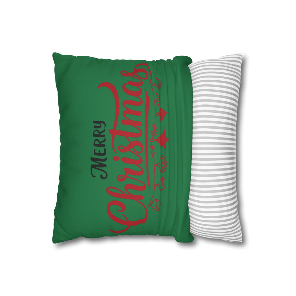 Merry Christmas Green Pillow Cover – Festive Red and Green Cushion for Holiday Home Décor