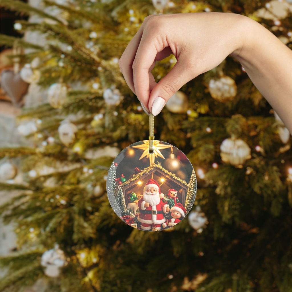 Santa & Child Glass Ornament – Festive Christmas Decoration
