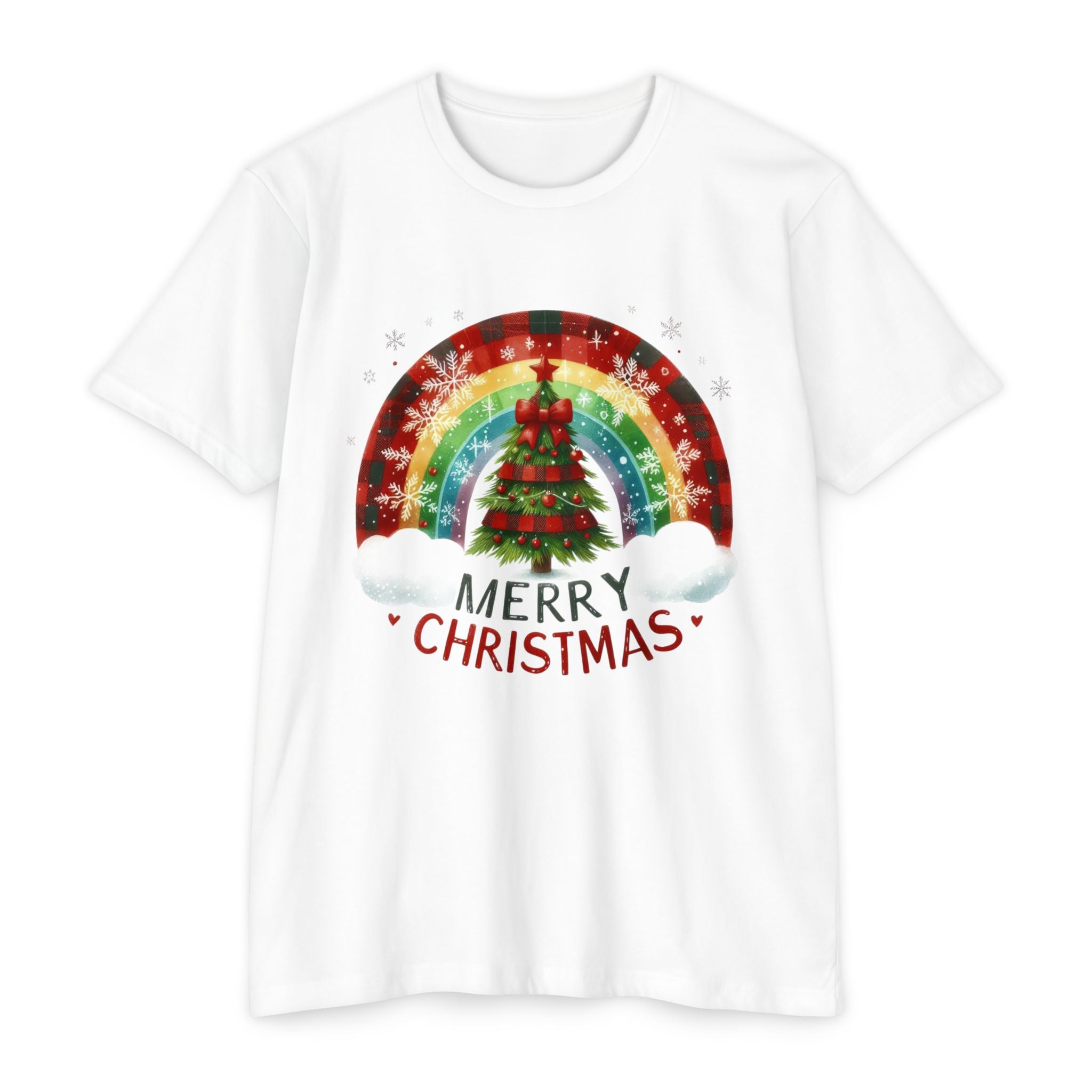 Merry Christmas Rainbow Tree T-Shirt – Festive Holiday Tee