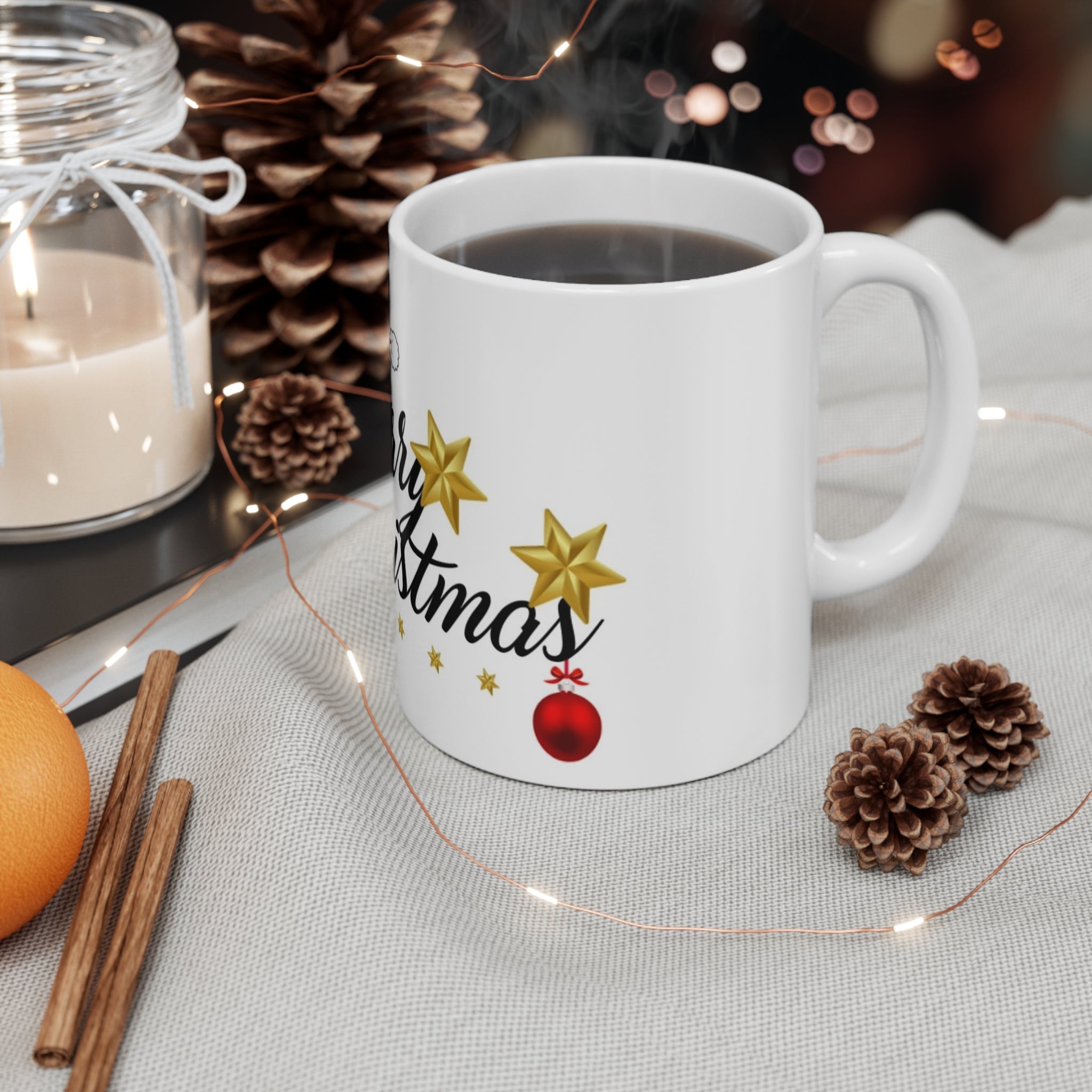 Merry Christmas Stars Mug – Festive Holiday Cup
