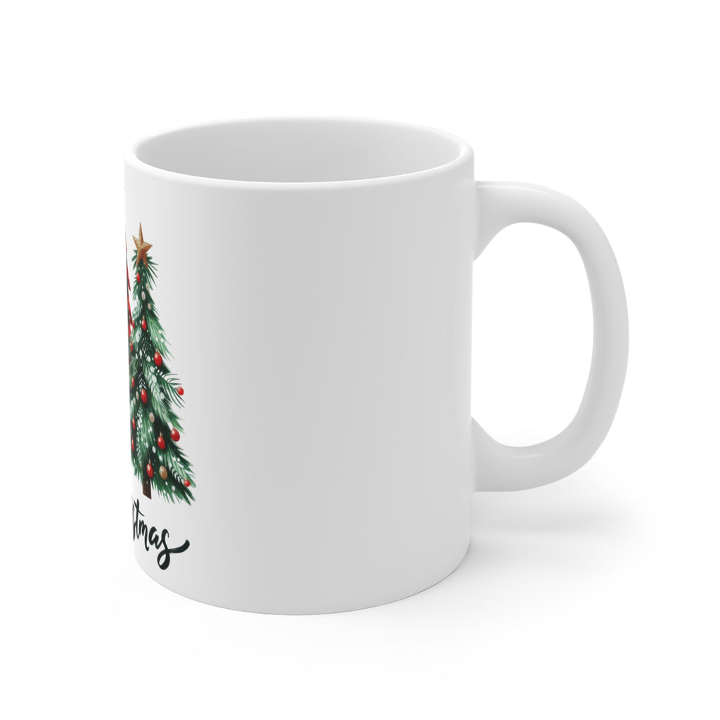 Merry Christmas Trees Mug – Holiday Coffee Cup