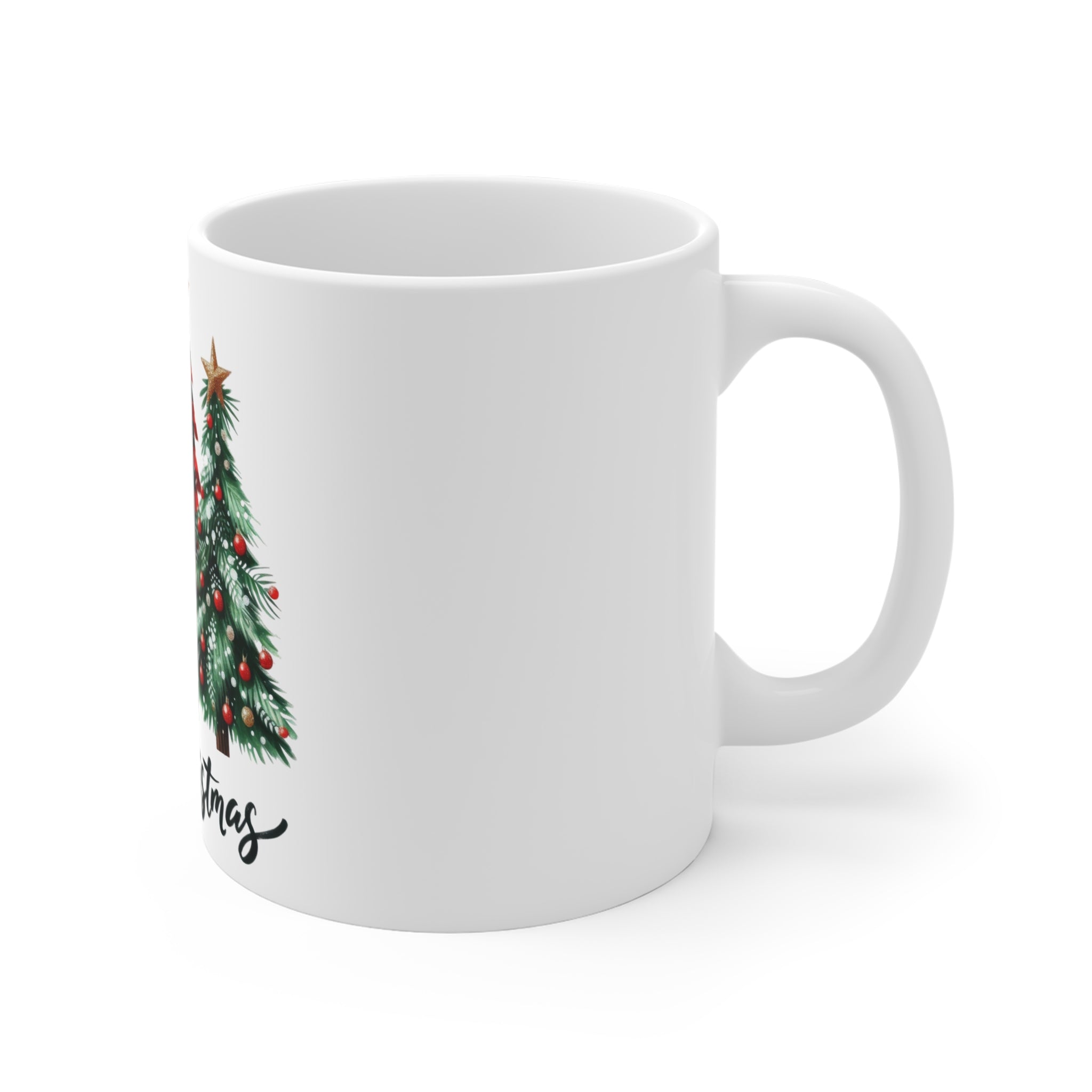 Merry Christmas Trees Mug – Holiday Coffee Cup