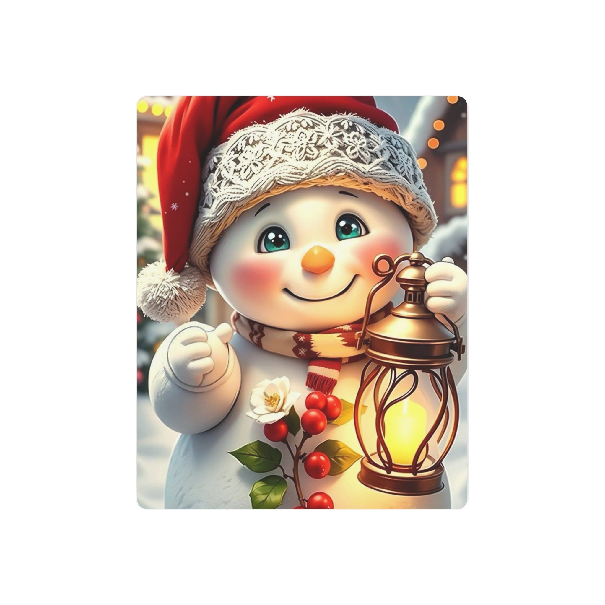 Snowman with Lantern Metal Wall Art – Christmas Decoration