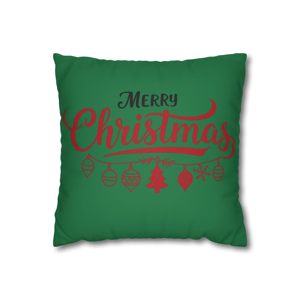 Merry Christmas Green Pillow Cover – Festive Red and Green Cushion for Holiday Home Décor