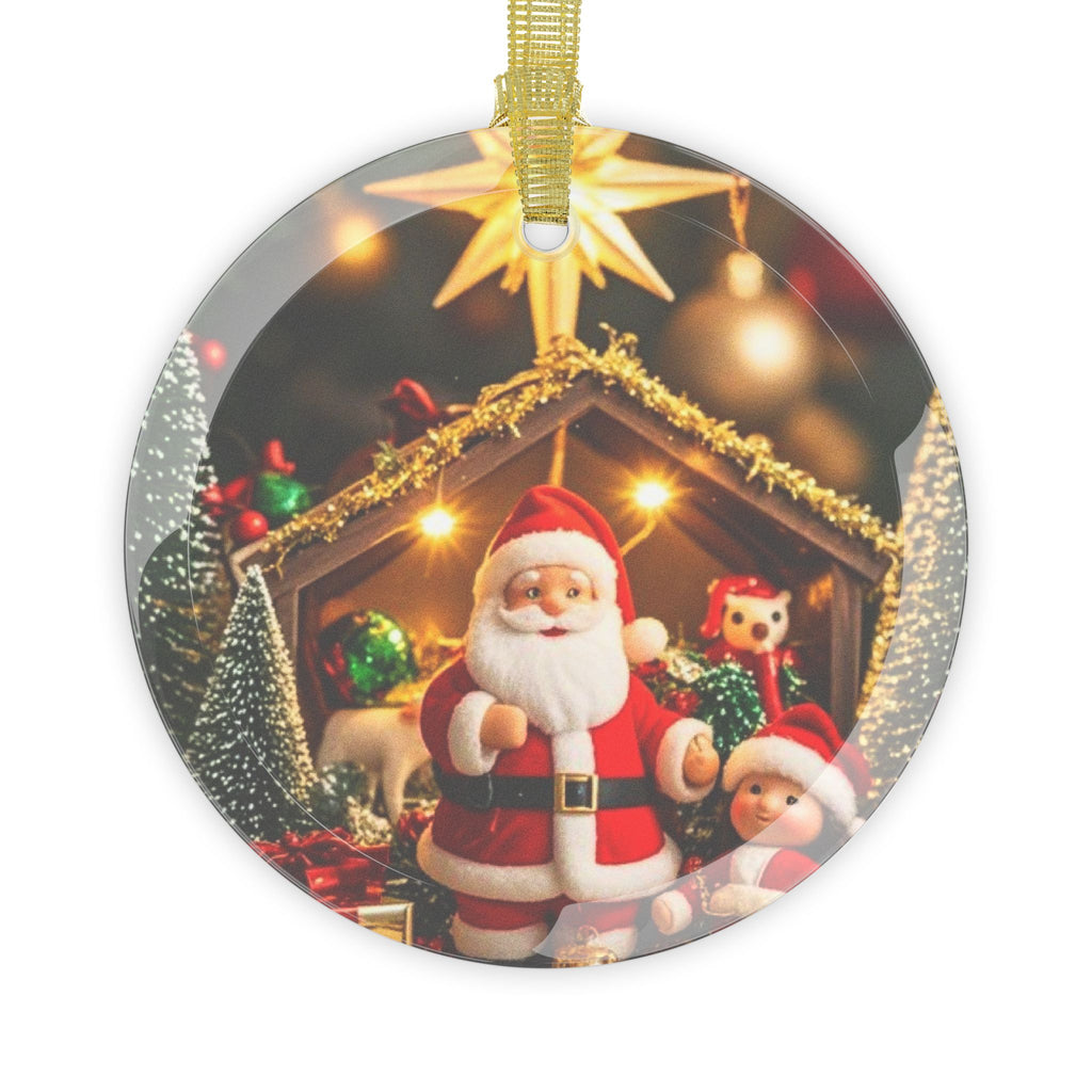 Santa & Child Glass Ornament – Festive Christmas Decoration