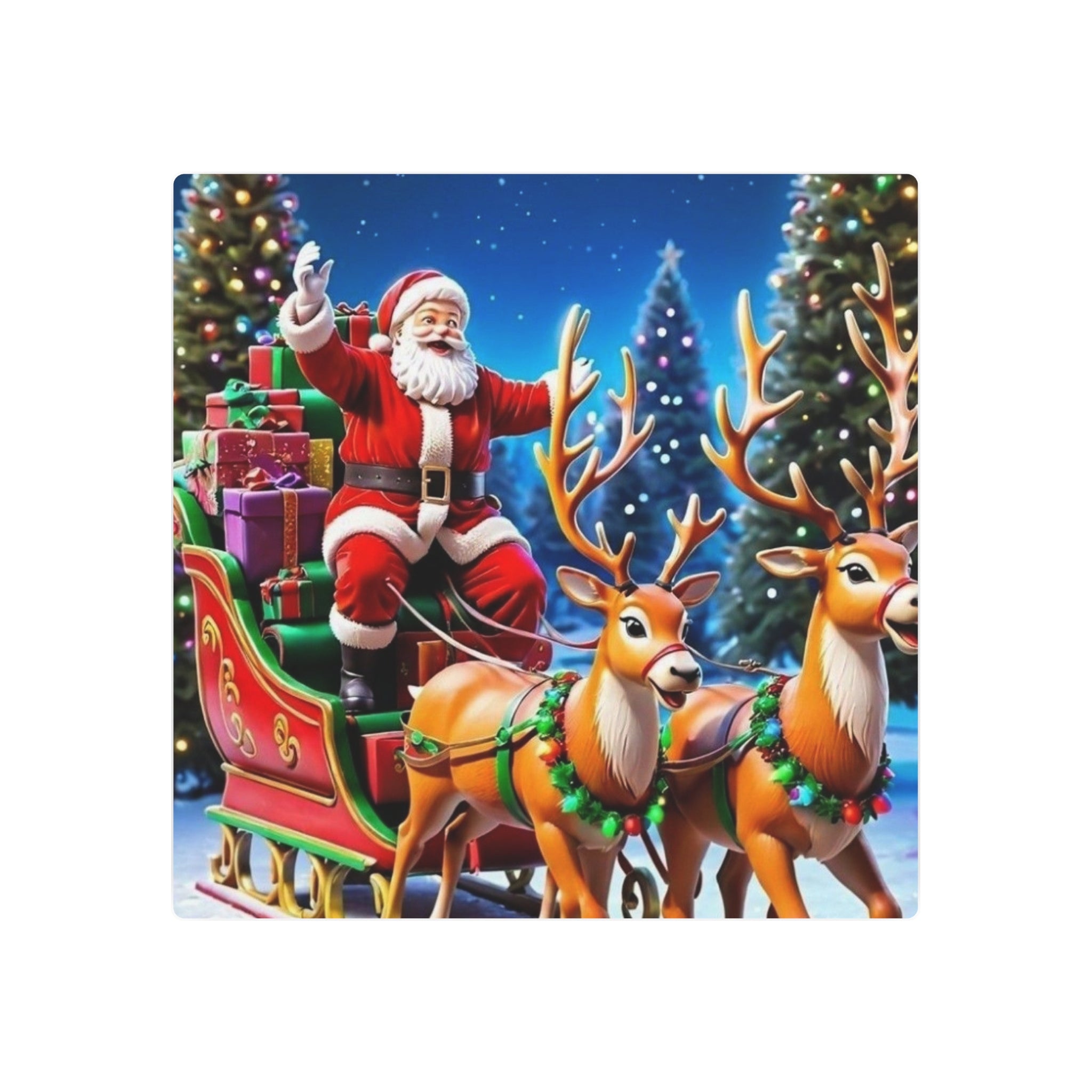 Santa Sleigh Ride Christmas Metal Wall Art