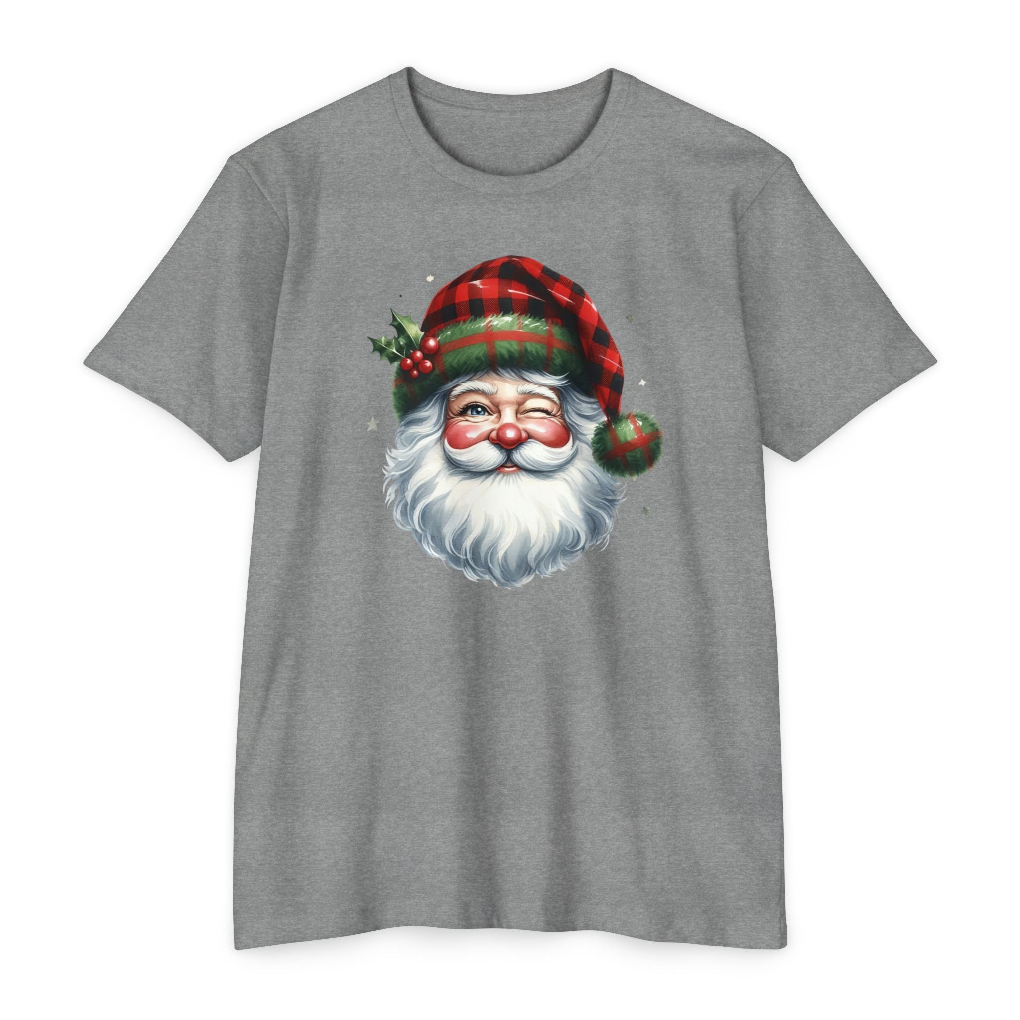 🎅 Classic Santa Claus Winking T-Shirt – Festive Green Holiday Tee