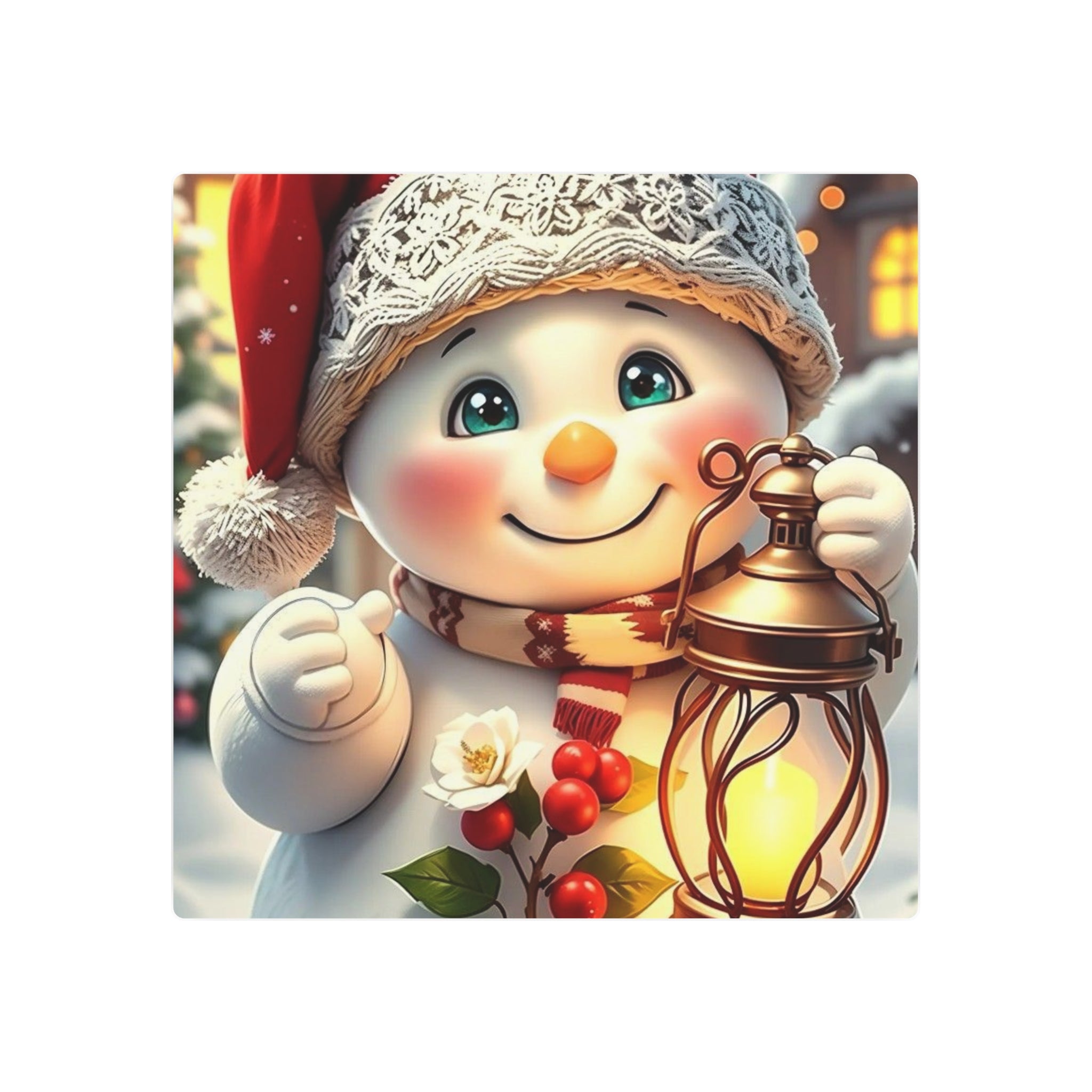 Snowman with Lantern Metal Wall Art – Christmas Decoration