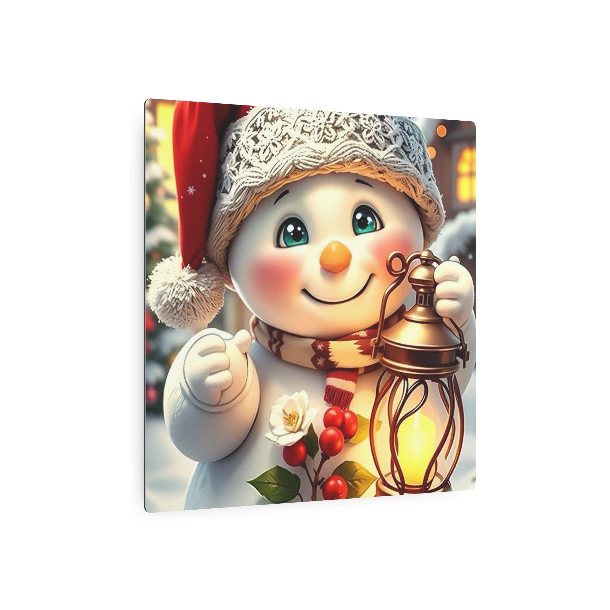 Snowman with Lantern Metal Wall Art – Christmas Decoration