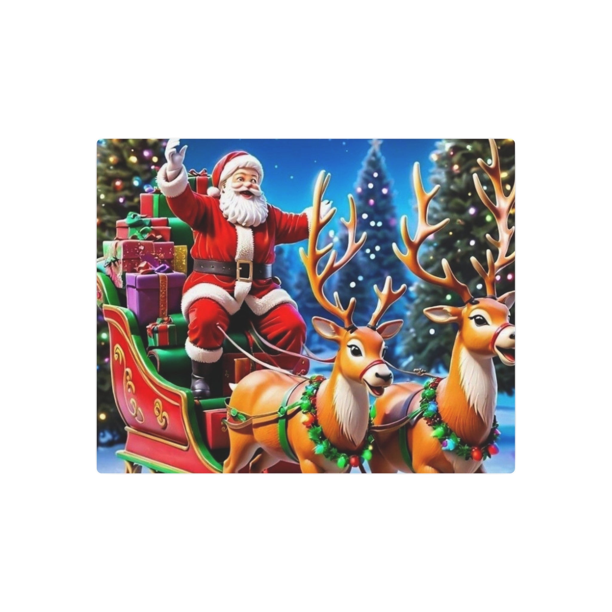 Santa Sleigh Ride Christmas Metal Wall Art