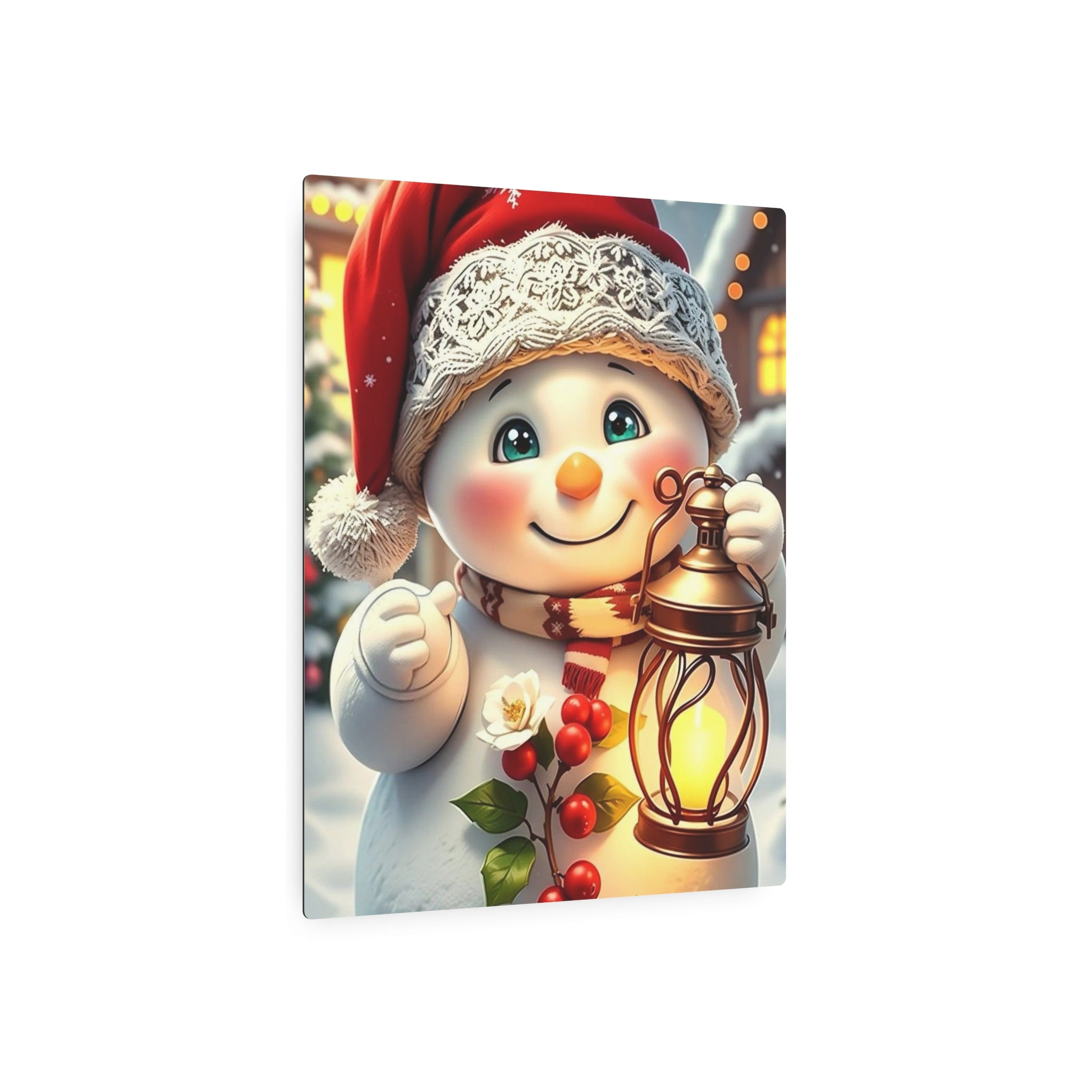 Snowman with Lantern Metal Wall Art – Christmas Decoration