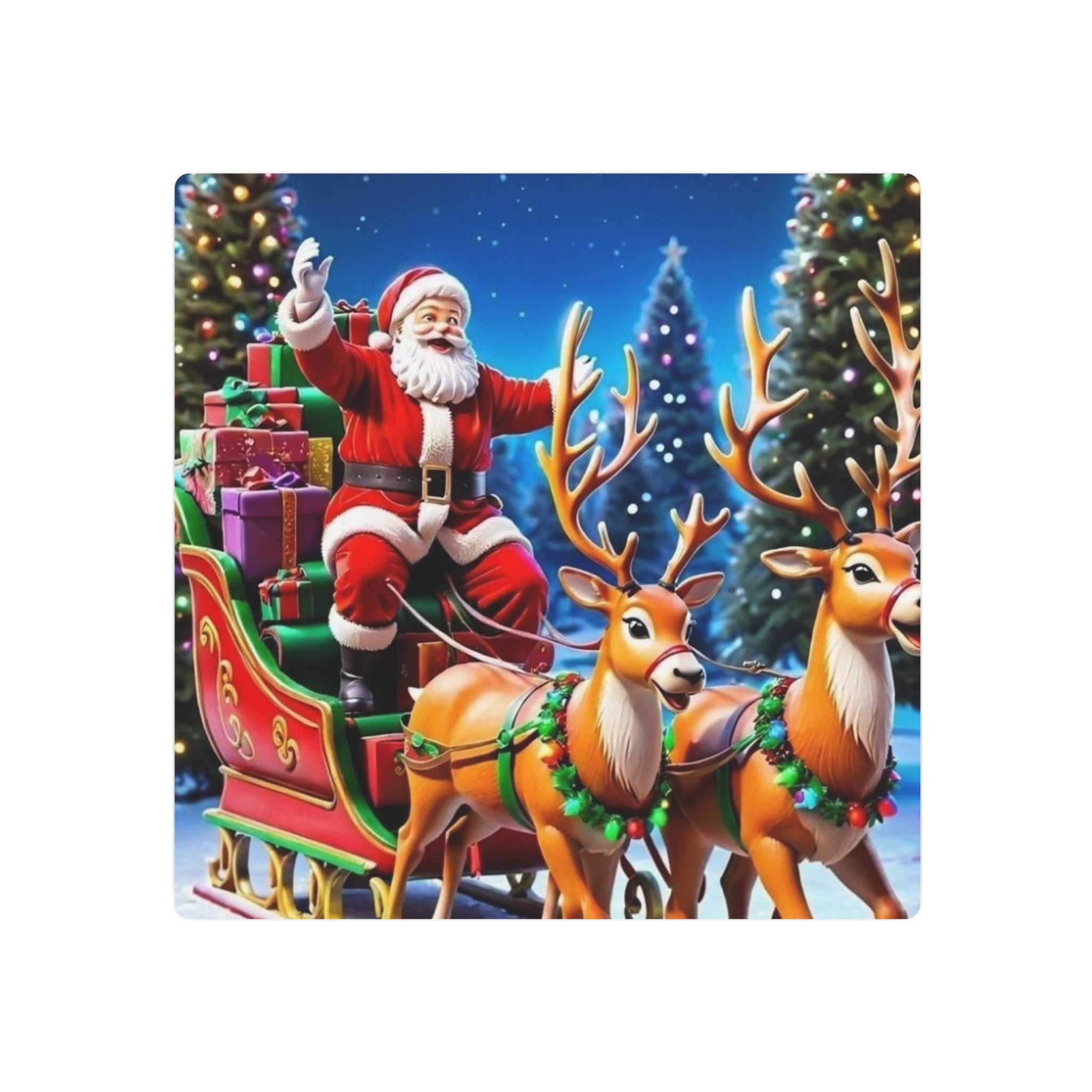 Santa Sleigh Ride Christmas Metal Wall Art