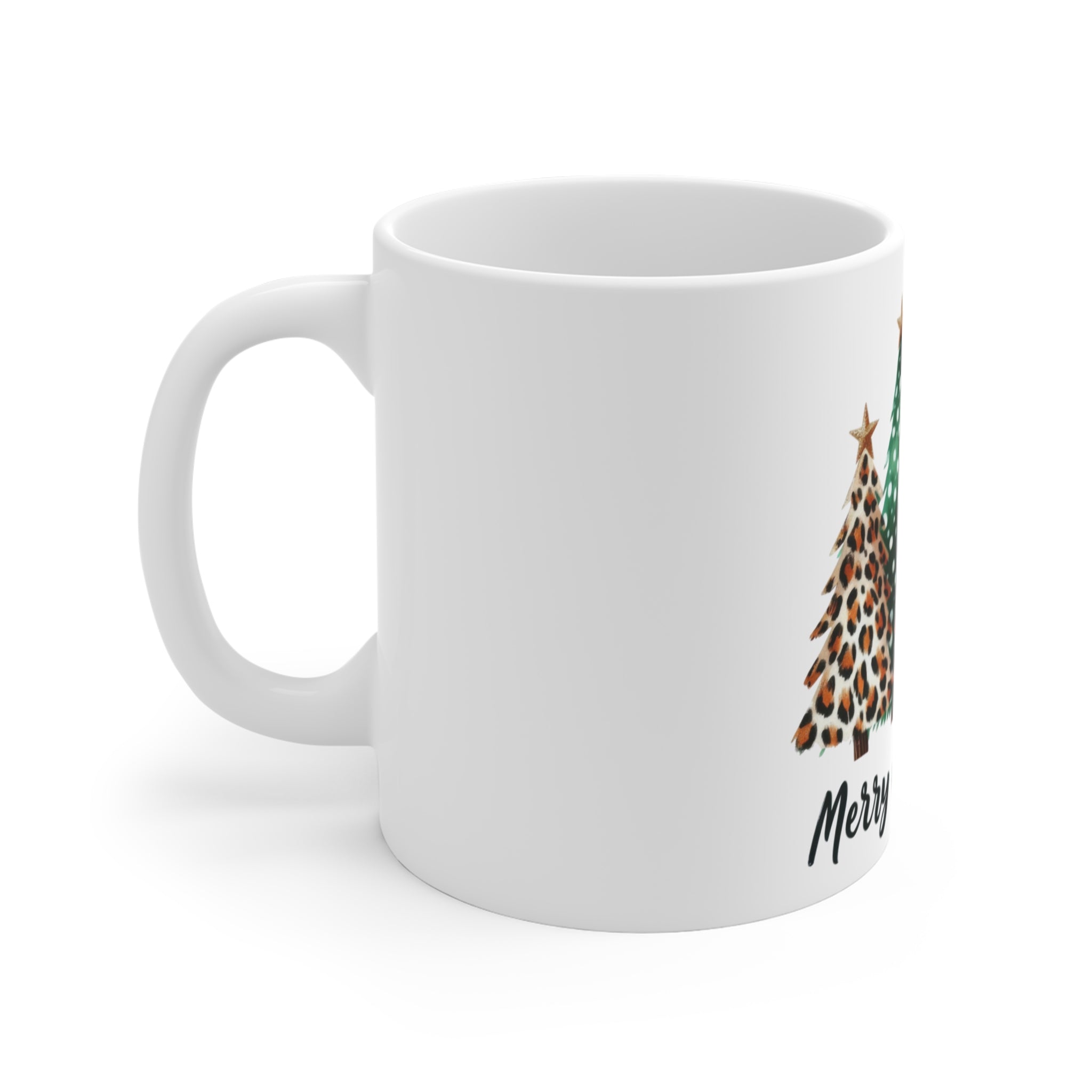Merry Christmas Trees Mug – Holiday Coffee Cup