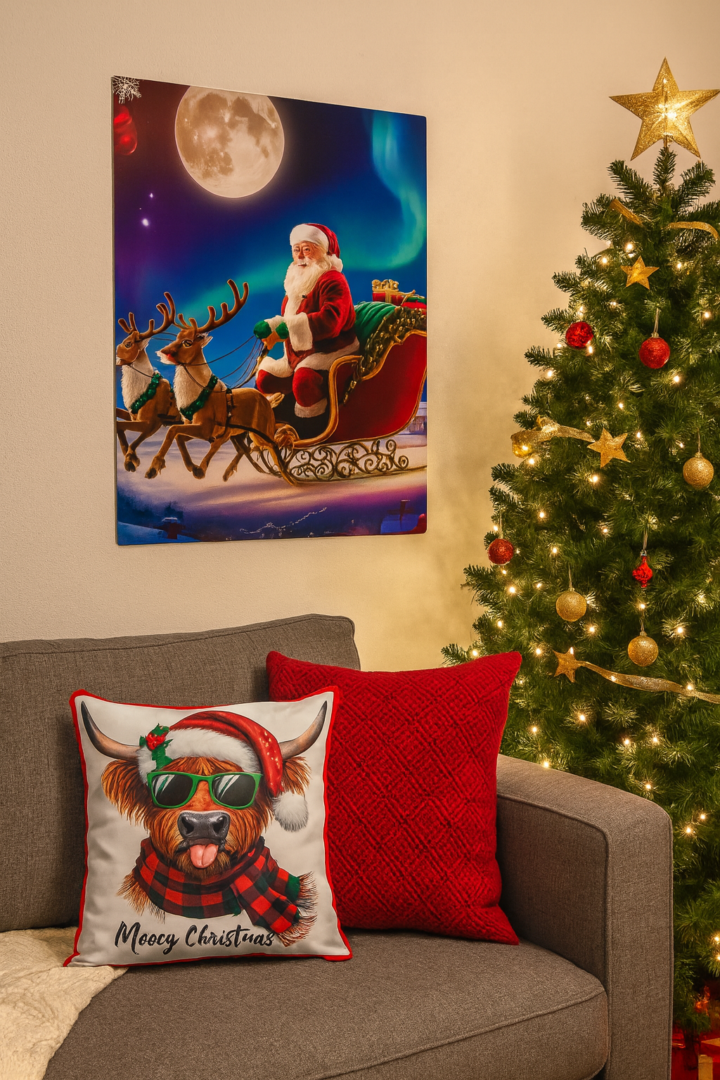 Santa Sleigh Ride Metal Wall Art