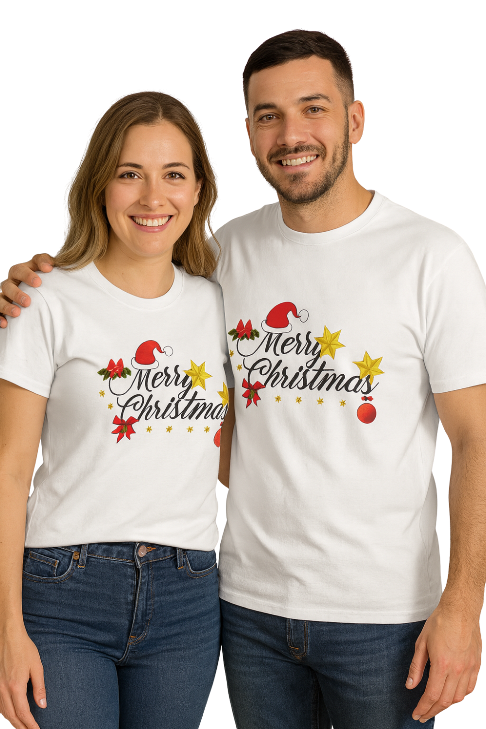 Matching Merry Christmas T-Shirts for Couples – Festive Holiday Outfit