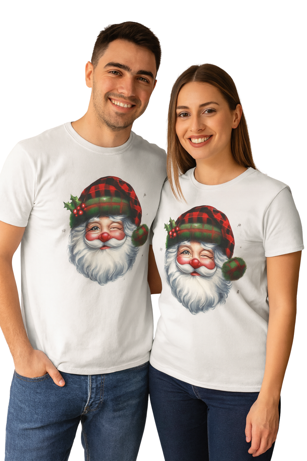 🎅 Classic Santa Claus Winking T-Shirt – Festive Green Holiday Tee