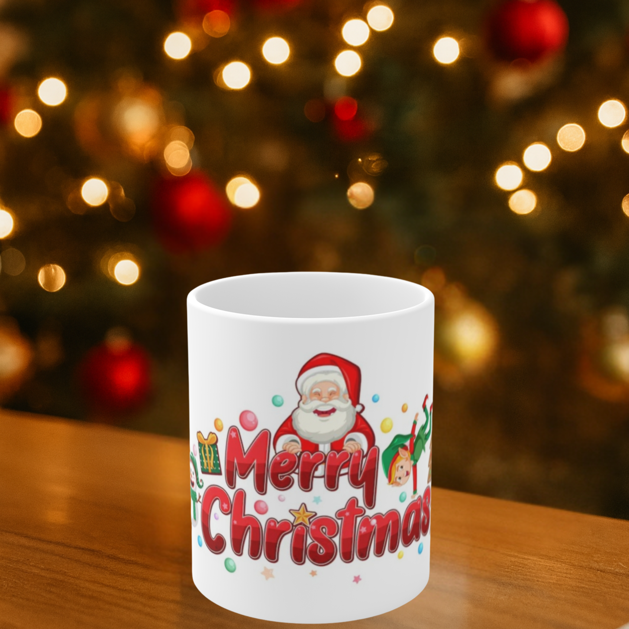 Santa & Elf Merry Christmas Mug – Festive Holiday Cup
